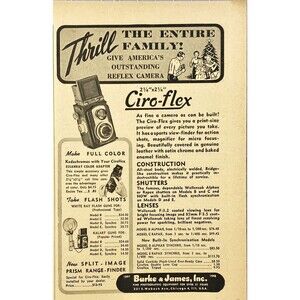 Burke & James "Thrill the Family with Best Reflex Camera" Vintage Print Ad 1949